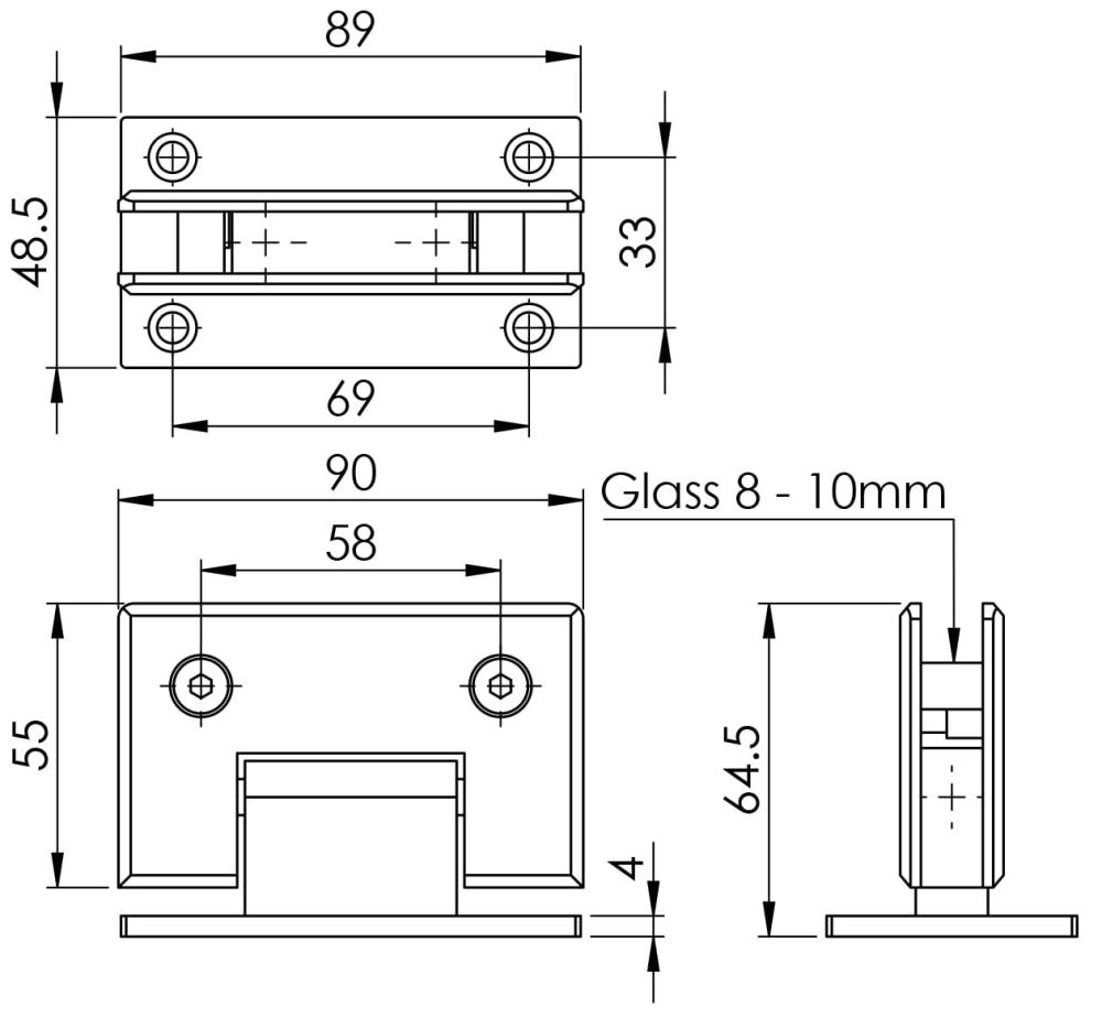 Bản lề kính gắn tường