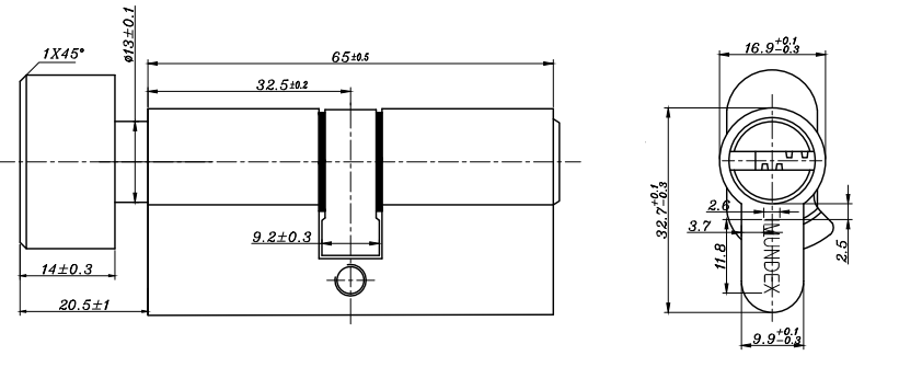 Ruột khóa 1 đầu chìa và 1 đầu vặn ovan