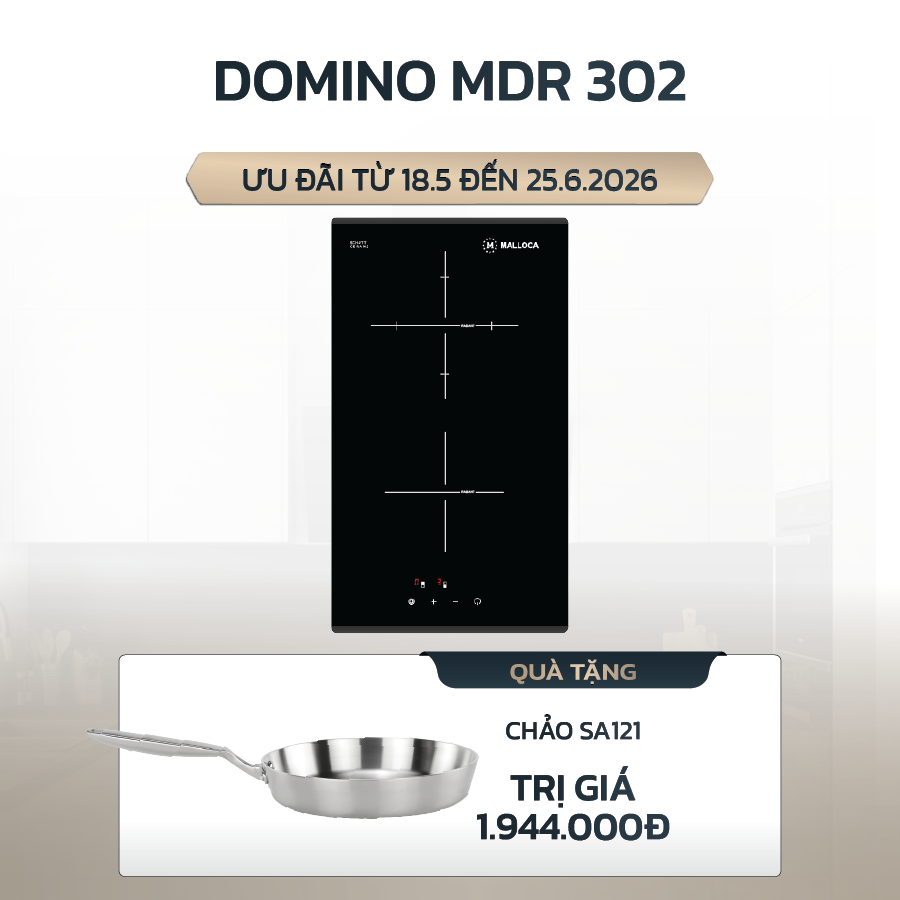 Bếp hồng ngoại domino 2 vùng nấu 29cm