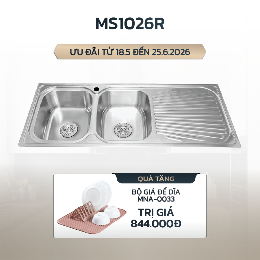 Chậu rửa chén 2 hố inox 304 kích thước 118cm