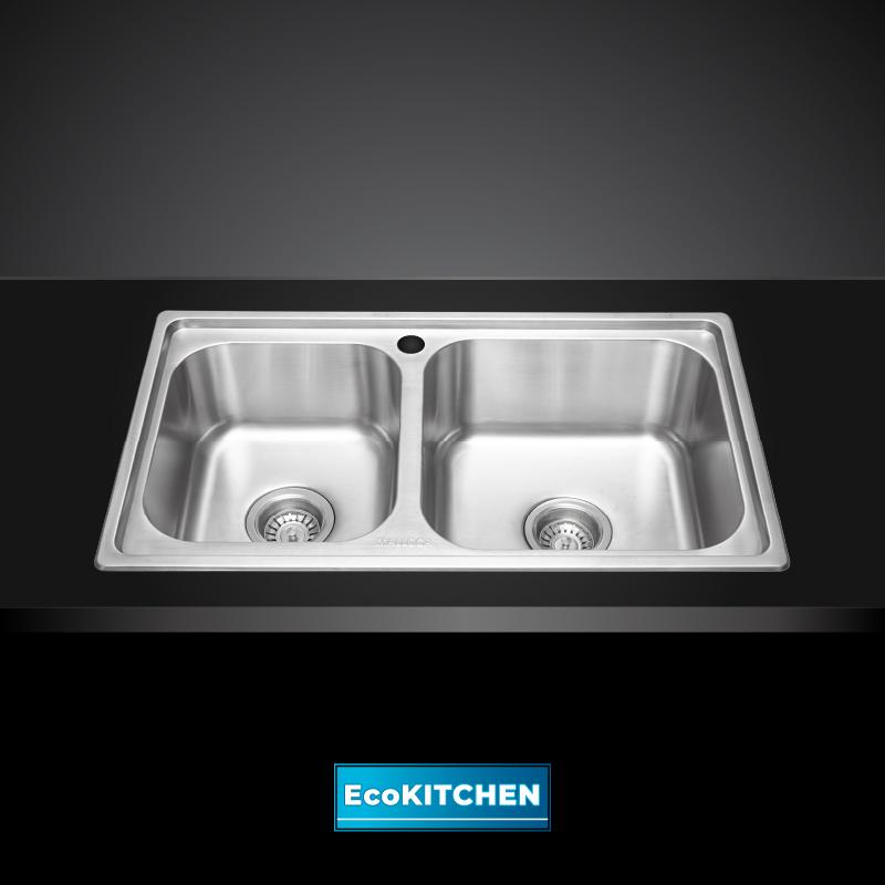Chậu rửa chén 2 hố inox 304 kích thước 76cm