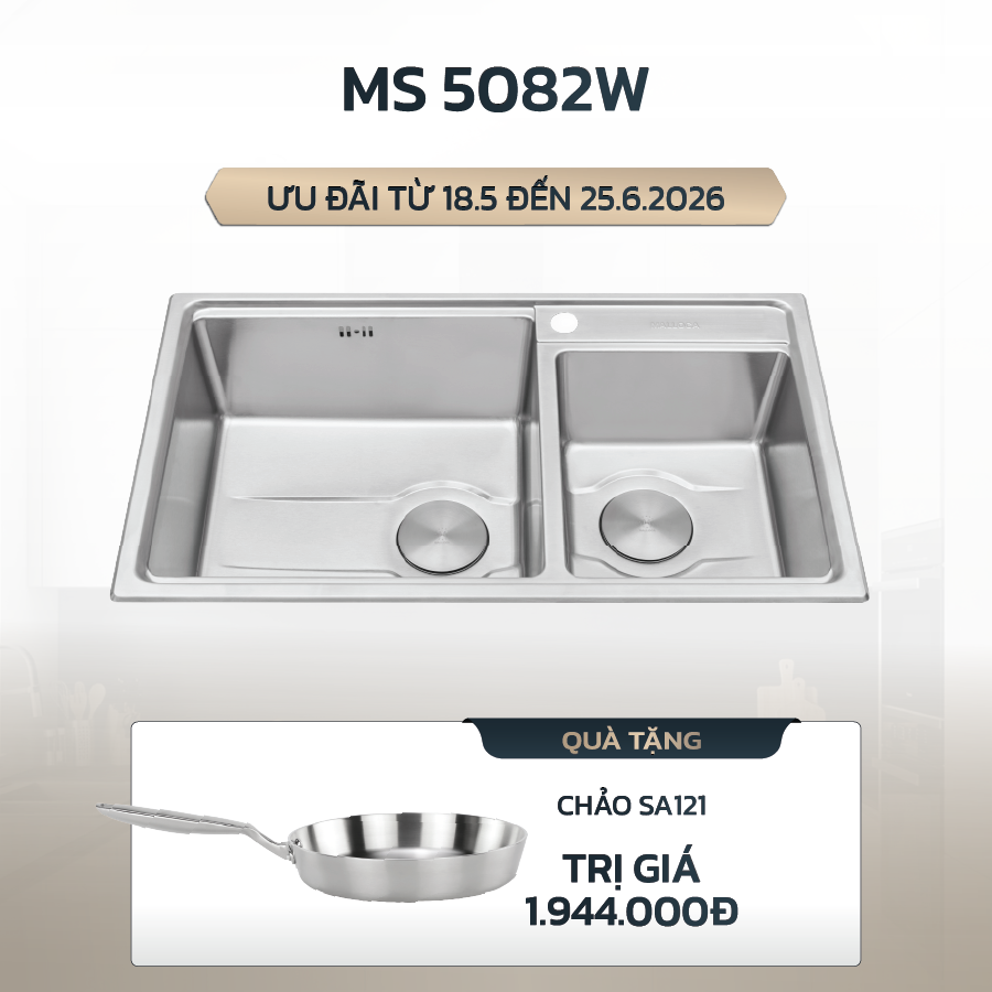Chậu rửa chén 2 hố inox 304 kích thước 82cm