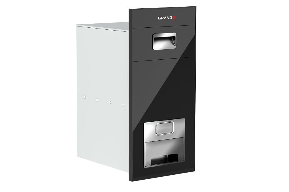 Thùng gạo mặt kính màu đen nút nhấn 300mm inox GrandX XR.G302B