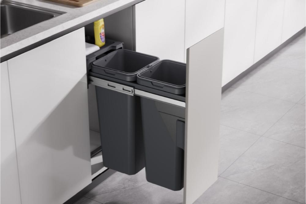 Thùng rác đôi cánh kéo âm tủ 300mm GrandX XW.D30M