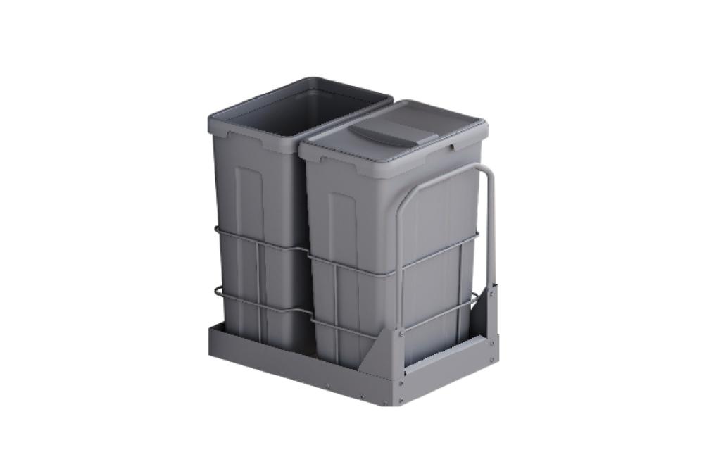 Thùng rác đôi cánh kéo âm tủ 400mm GrandX XW.D40M