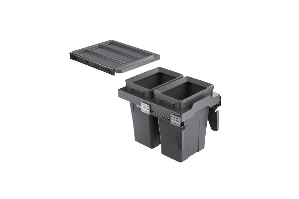Thùng rác đôi cánh kéo âm tủ 400mm GrandX XW.D40
