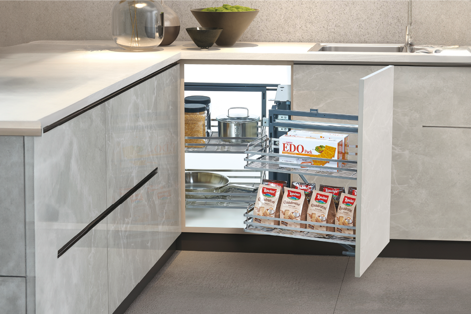 Kệ góc liên hoàn Inox 304 nan Oval GrandX XMC.45M (L/R)